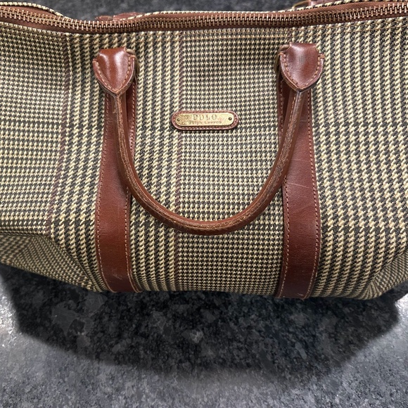 Polo Ralph Lauren Handbags - 3 Vintage Ralph Lauren Polo Houndstooth Weekender Duffle Bag, Tote Bag & Dopp Ki